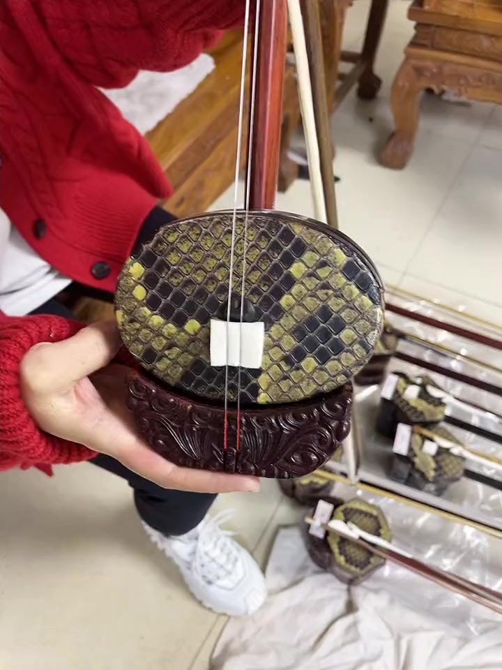 88,印度小叶紫檀木扁圆 二胡 民族乐器 纯手工打造 印度小叶紫檀木整