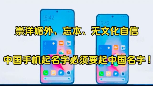 崇洋媚外、忘本、无文化自信!中国手机起名字必须要起中国名(1)