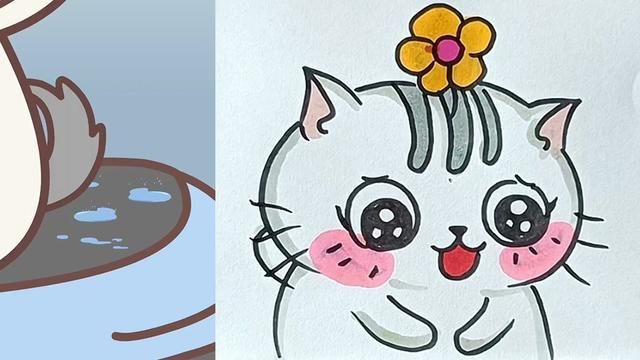 害羞的小猫咪#儿童简笔画