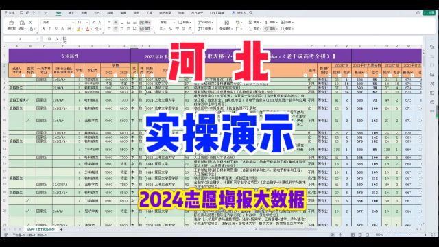 2024河北高三考生如何填报志愿?一个表格解决你的志愿填报问题!专家版数据表包含志愿填报所有数据表!