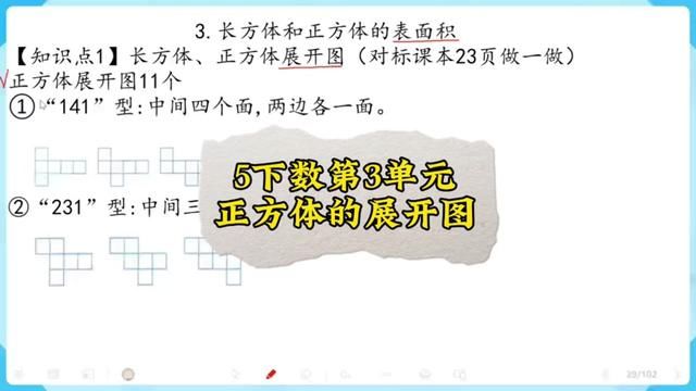 陈老师小课堂:正方体展开图,家长孩子必备!#学习资料分享 #干货分享 #五年级