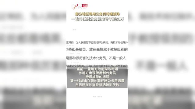 部分地区聘用公务员待遇被降,一地聘任制公务员指导年薪80万