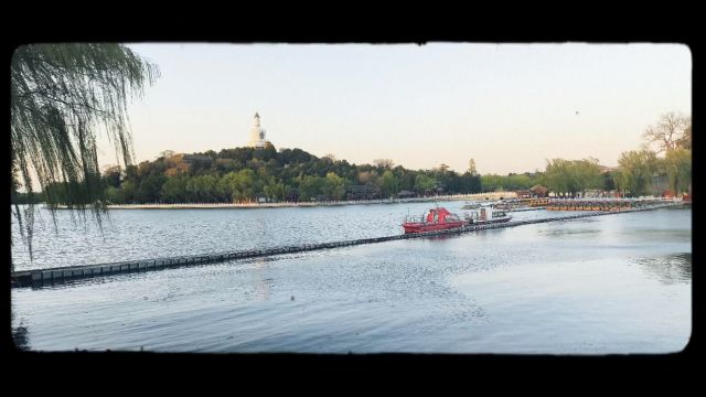 北京的春天,北海湖面风景!