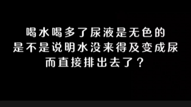 喝水喝多了尿液是无色的,是不是说明水没来得及变成尿而直接排出去了?