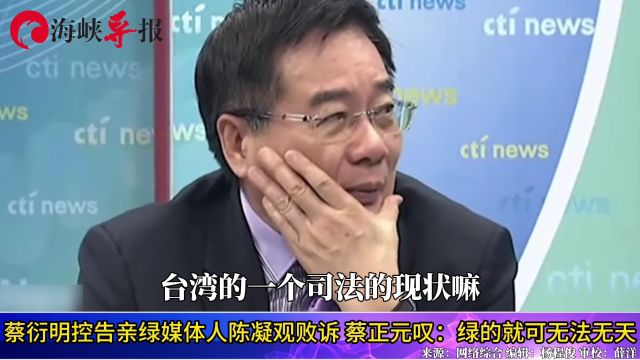 蔡衍明控告亲绿媒体人陈凝观败诉 蔡正元叹:绿的就可无法无天