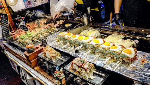 美味共享！韩国街头小吃筷子大阪烧，搭配9种配料，碰撞出的绝妙滋味