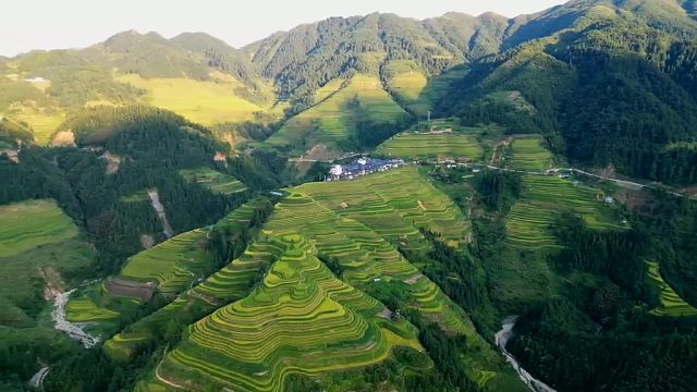 贵州 从江县 加勉乡 别通村 梯田与苗寨