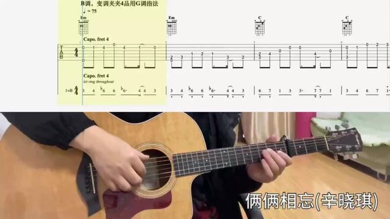 【吉他独奏慢速示范】俩俩相忘(辛晓琪) #吉他谱 #零基础学吉他 #吉他