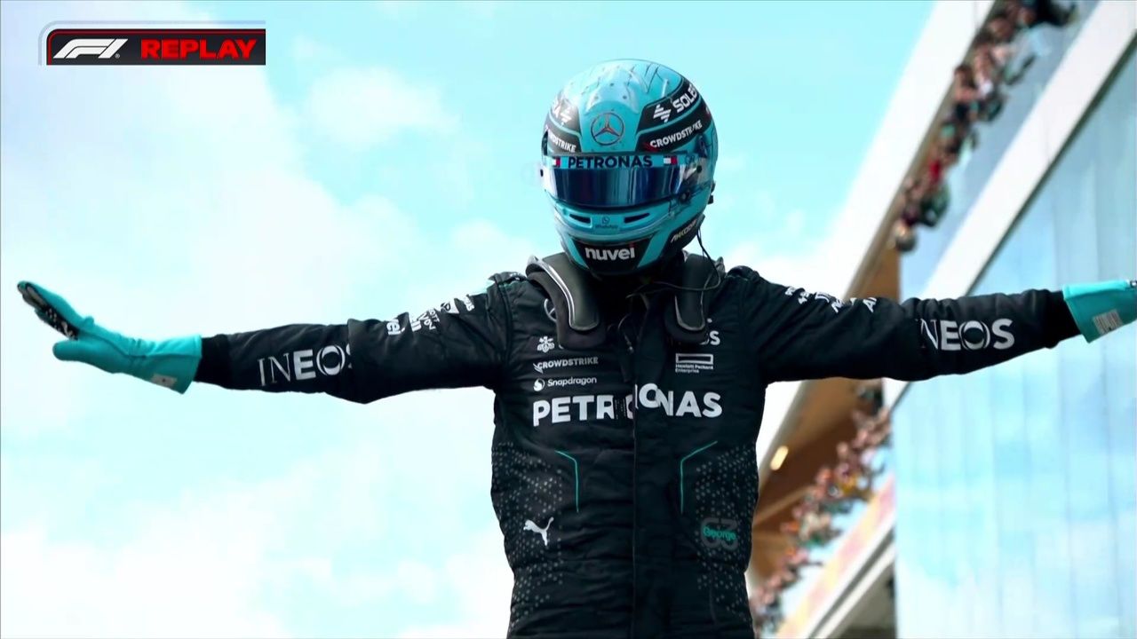 高速慢镜回放拉塞尔庆祝夺杆位