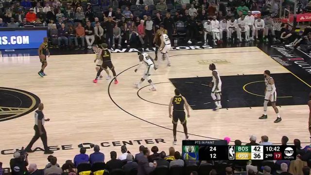 NBA常规赛：凯尔特人vs勇士第2节英文原声回放