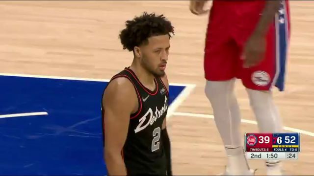 NBA常规赛：活塞vs费城76人第2节英文原声回放