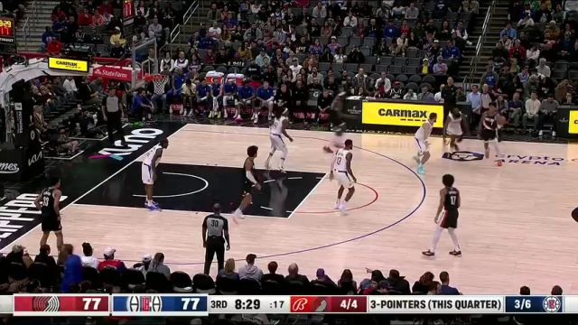 NBA常规赛：开拓者vs快船第3节中文解说回放