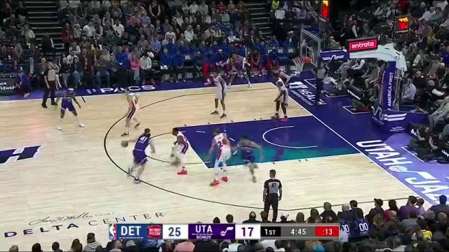 NBA常规赛：活塞vs爵士第1节中文解说回放