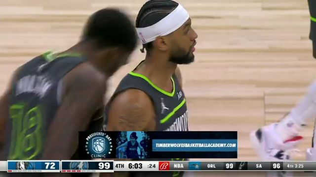NBA常规赛：独行侠vs森林狼第4节英文原声回放