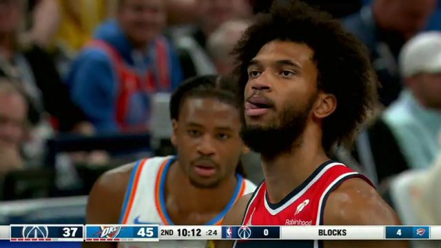 NBA常规赛：奇才vs雷霆第2节英文原声回放