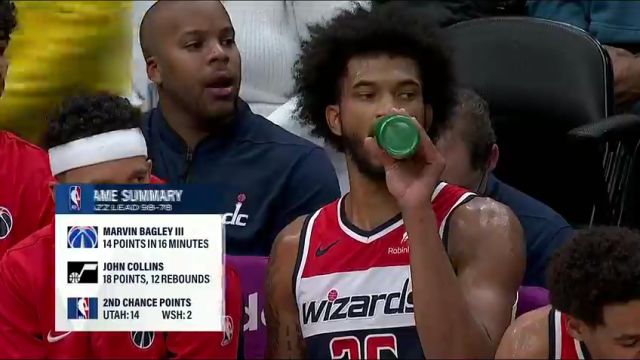 NBA常规赛：爵士vs奇才第4节英文原声回放