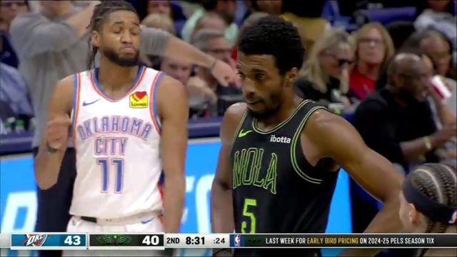 NBA常规赛：雷霆vs鹈鹕第2节中文解说回放