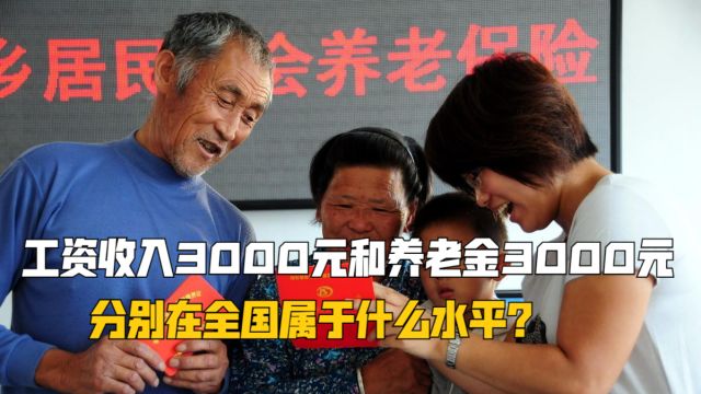 工资收入3000元和养老金3000元,有多大差别?处于什么水平?