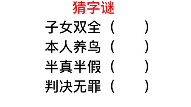 猜字谜,半真半假,判决无罪是什么字?