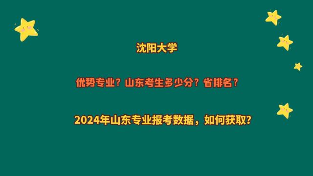 沈阳大学,山东考生多少分?2024山东专业报考数据,如何获取?