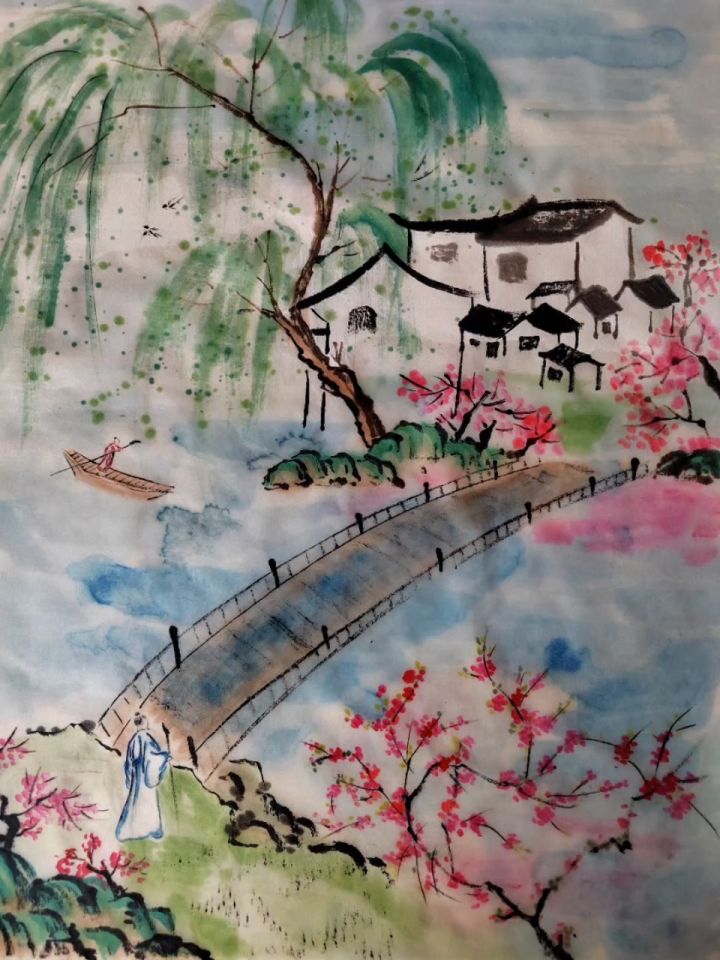 诗情画意之《春游湖》宋.徐俯 双飞燕子几时回?夹岸桃花蘸水开.