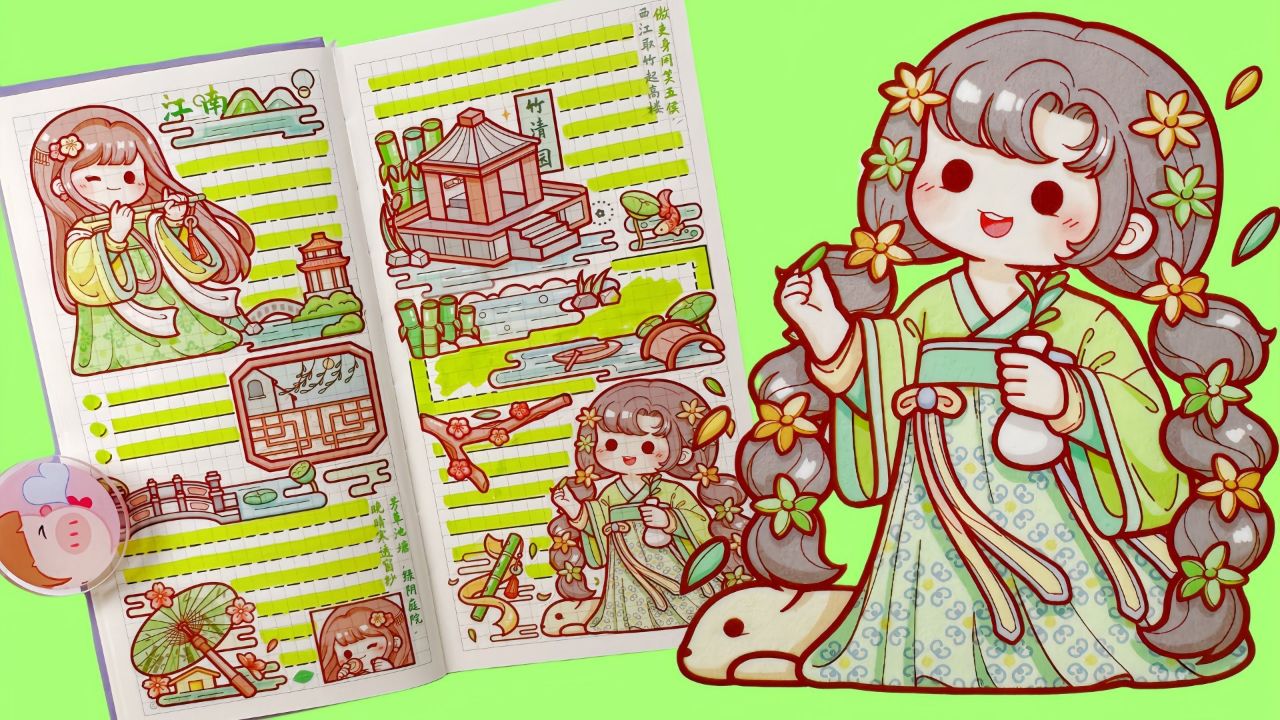 手帐 提拉多 烟雨江南贴纸日记 手帐拼贴排版 声控 白噪音 沉浸式