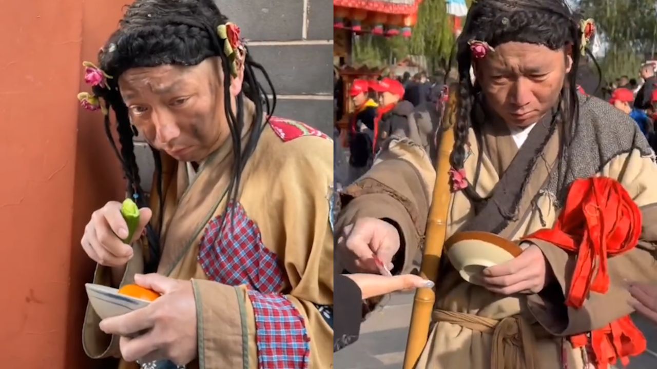 清明上河园小乞丐反被游客要吃的甚至还被抢过饭碗