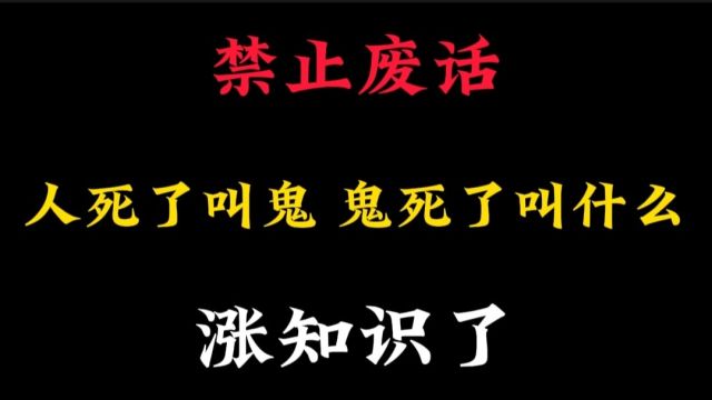 人死了叫鬼,那么鬼死了叫什么呢,难道要叫死鬼吗