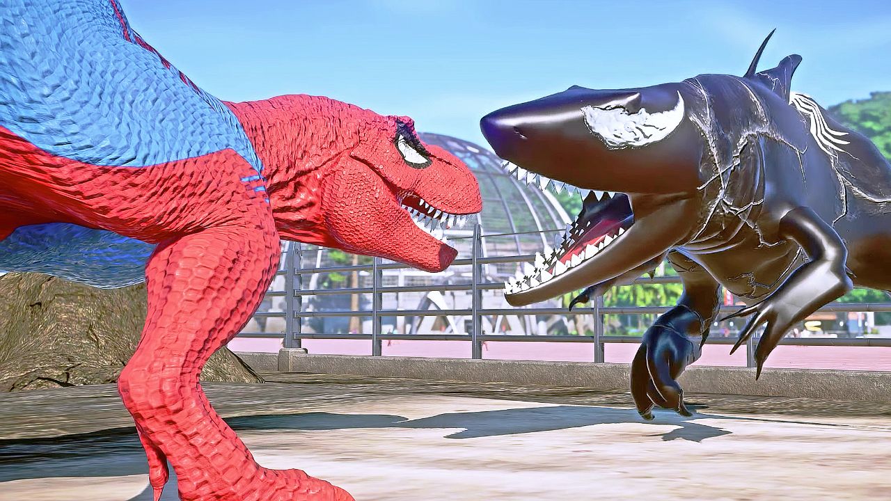 鲨鱼王,霸王龙,漫威模组 ~ 侏罗纪世界进化