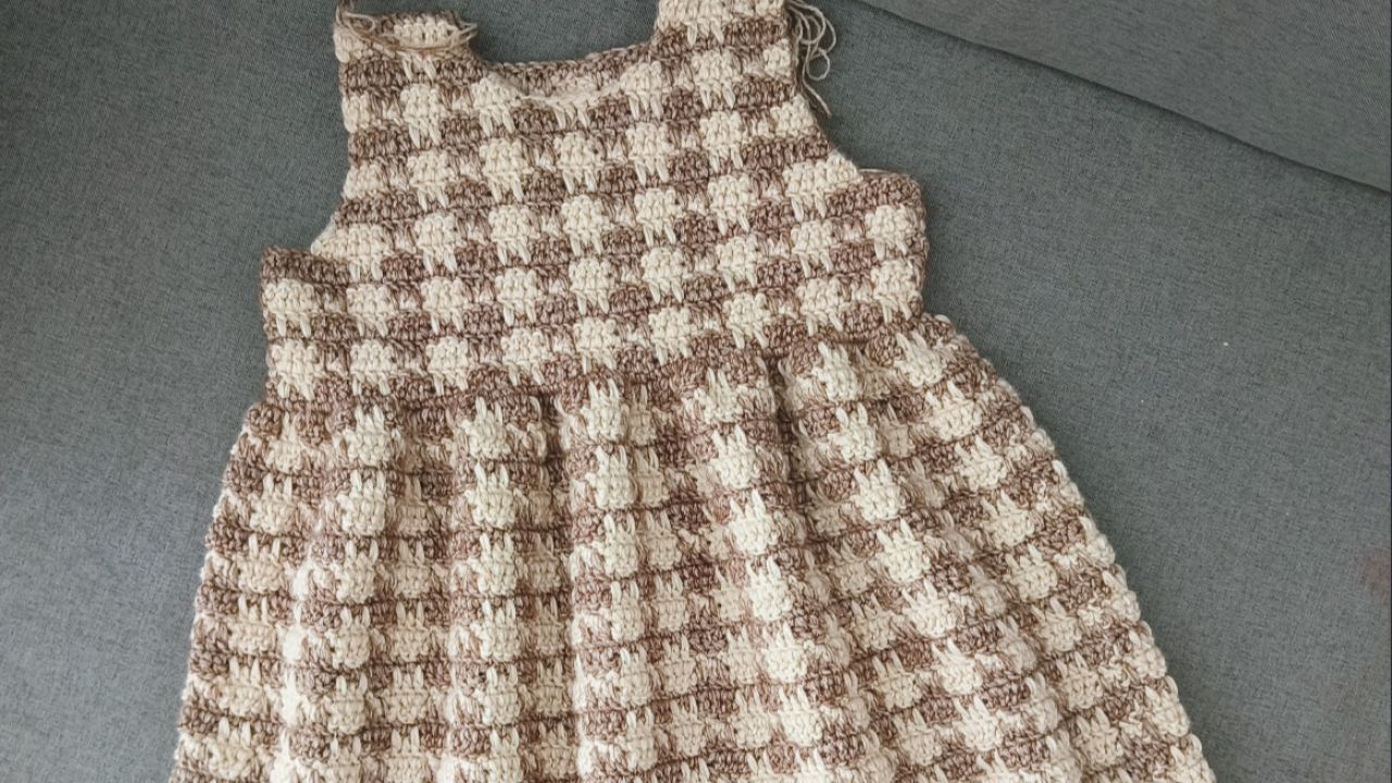 千鸟格背心裙编织视频教程