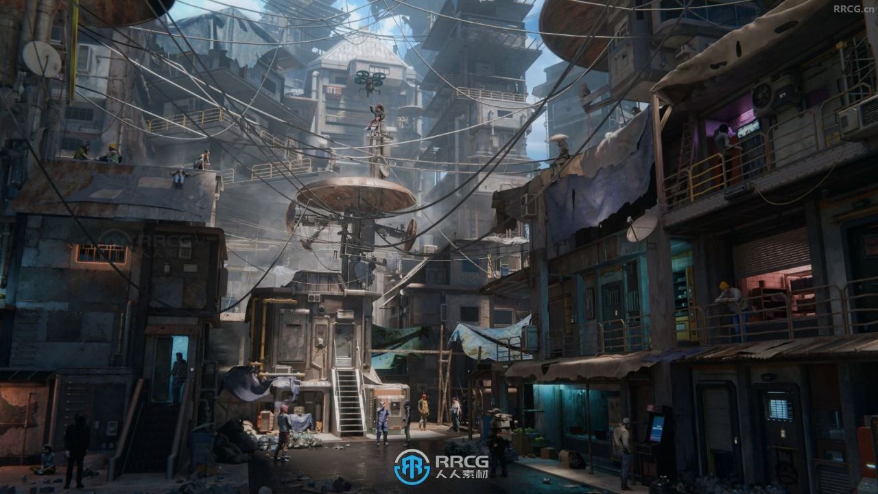 未来派贫民窟衰败废弃城市建筑场景3d模型合集 rrcg