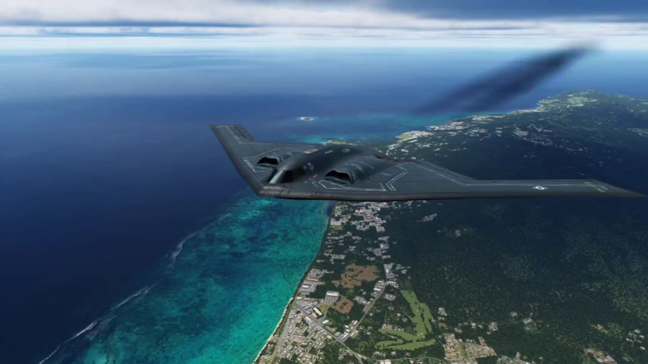 b2幽灵轰炸机飞跃马里亚纳群岛,第二岛链竟然如此美丽.cg制作.