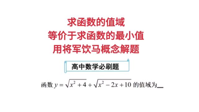 求函数的值域,等价于求函数的最小值,用将军饮马概念解题