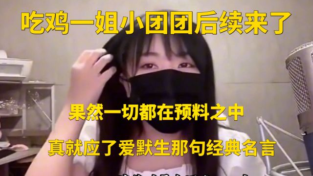 吃鸡一姐小团团后续,已确认被捕,真就应了爱默生那句经典名言