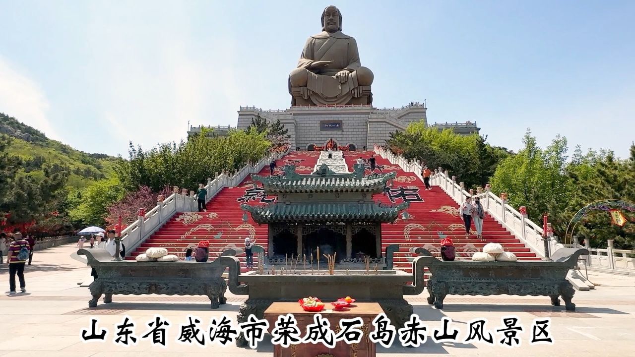 山东省威海市,荣成石岛赤山风景区大佛,拍摄于2024年5月4日星期六上午