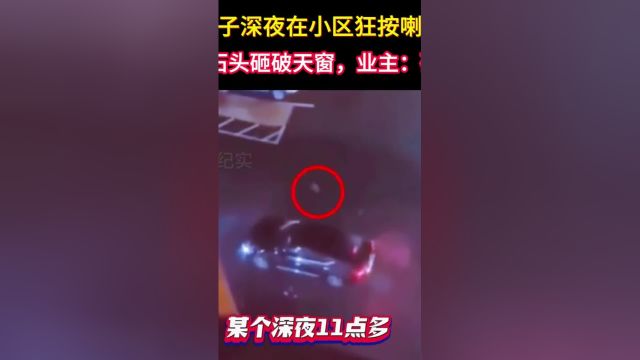 1180第1集男子深夜在小区狂按喇叭,从天而降的石头砸破天窗,业主:砸得好#社会百态#乱停车#深夜扰民##1