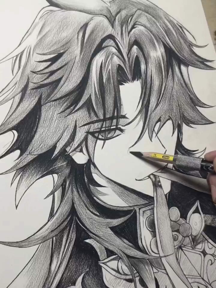 崩坏迷都说帅气的角色排线解压绘画过程分享