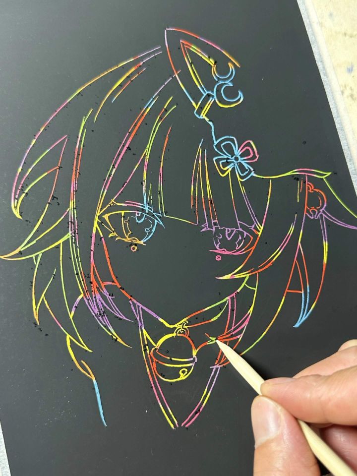 刮画纸上的花火画法教程