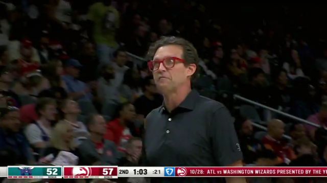 NBA常规赛：黄蜂vs老鹰第2节英文原声回放