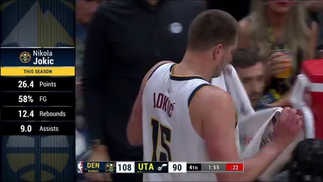 NBA常规赛：掘金vs爵士第4节英文原声回放