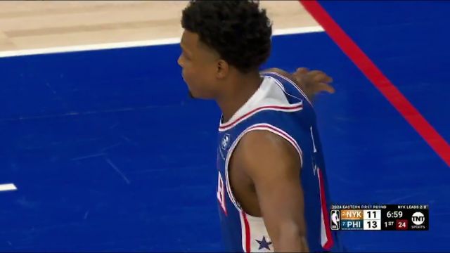 NBA季后赛：尼克斯vs76人第1节英文原声回放