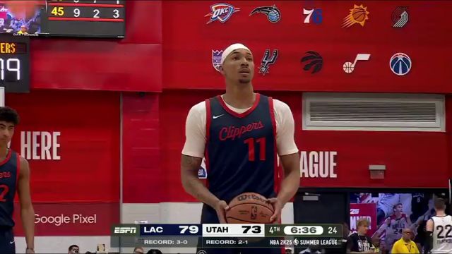 NBA夏季联赛：快船vs爵士第4节英文原声回放