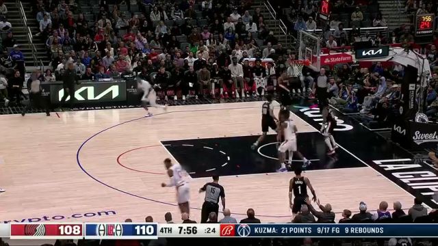 NBA常规赛：开拓者vs快船第4节中文解说回放