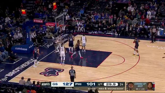 NBA常规赛：勇士vs76人第4节中文解说回放