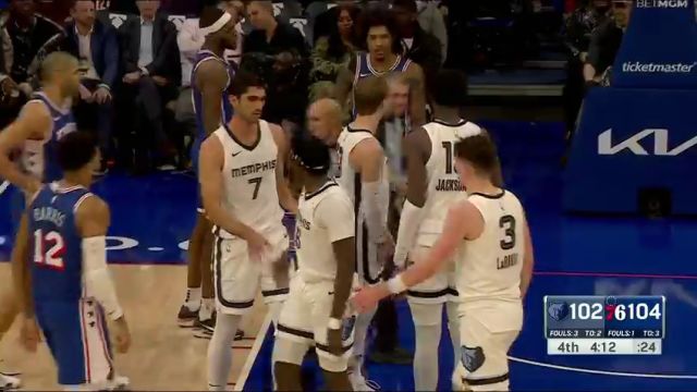 NBA常规赛：灰熊vs费城第4节中文解说回放