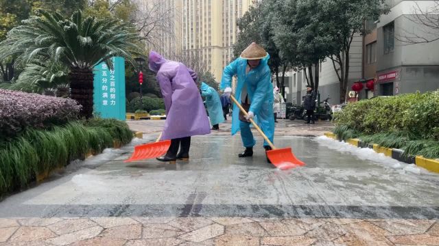 社区铲积雪,方便居民出行