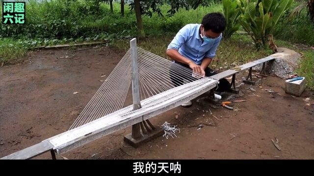 小伙徒手建了座斜拉索大桥模型 太牛了 #手工diy #桥梁 #建造 #高手在民间 #电影道具