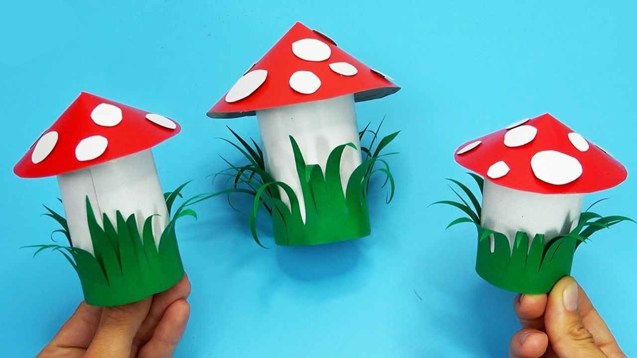 儿童娃娃益智折纸手工:一起来制作可爱的蘑菇!
