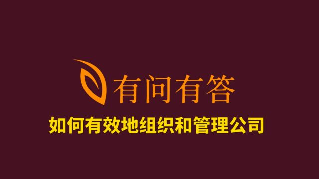 52如何有效地组织和管理公司