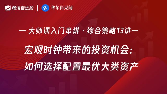 「入门串讲ⷧ𛼥ˆ策略 13讲」:宏观时钟带来的投资机会:如何选择配置最优大类资产?